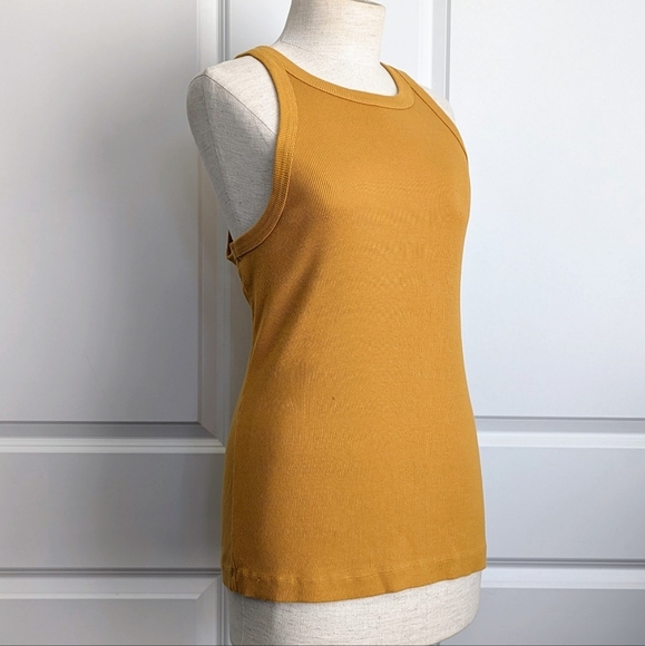James Perse Tank Top Ribbed Knit Sleeveless 100% Cotton Solar Yellow L (3) NWT - Picture 4 of 12